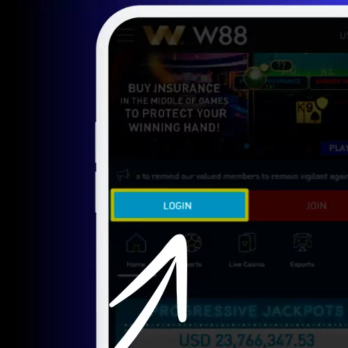 Click the login button in W88 App