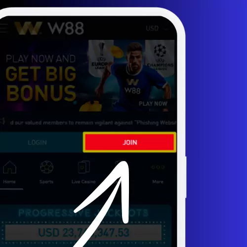 Click the registration button in W88 App