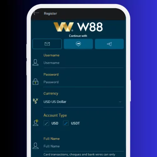 Fill out the registration form in the W88 App