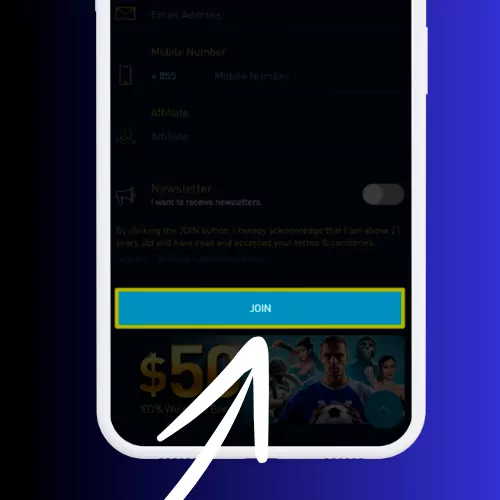 Click the confirmation button at the bottom of the form in the W88 App