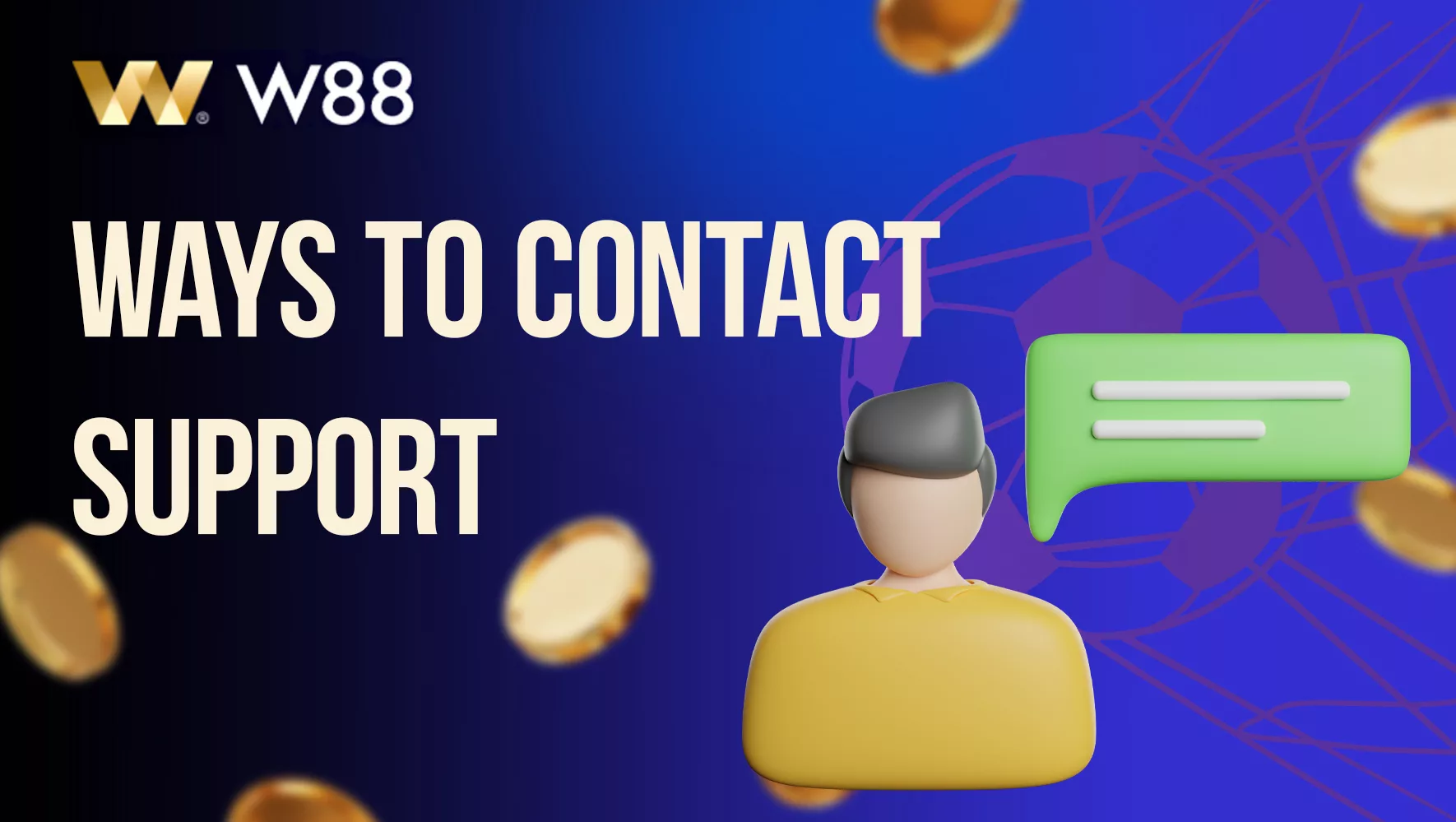 Available ways to contact the W88 support team 